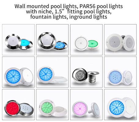 مصباح حمام السباحة AISI 316LSS RGB LED ، مصباح حمام السباحة المملوء بالصمغ